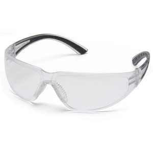 Pyramex Cortez safety glasses with black temples and clear lens